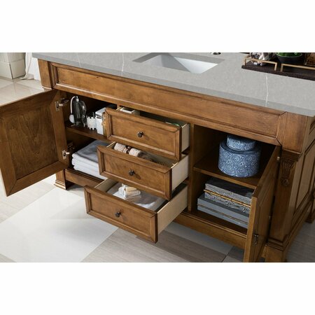 James Martin Vanities Brookfield 60in Single Vanity, Country Oak w/ 3 CM Eternal Serena Quartz Top 147-114-5371-3ESR